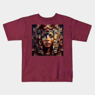 Womans painted face with intricate hairstyle. Kids T-Shirt